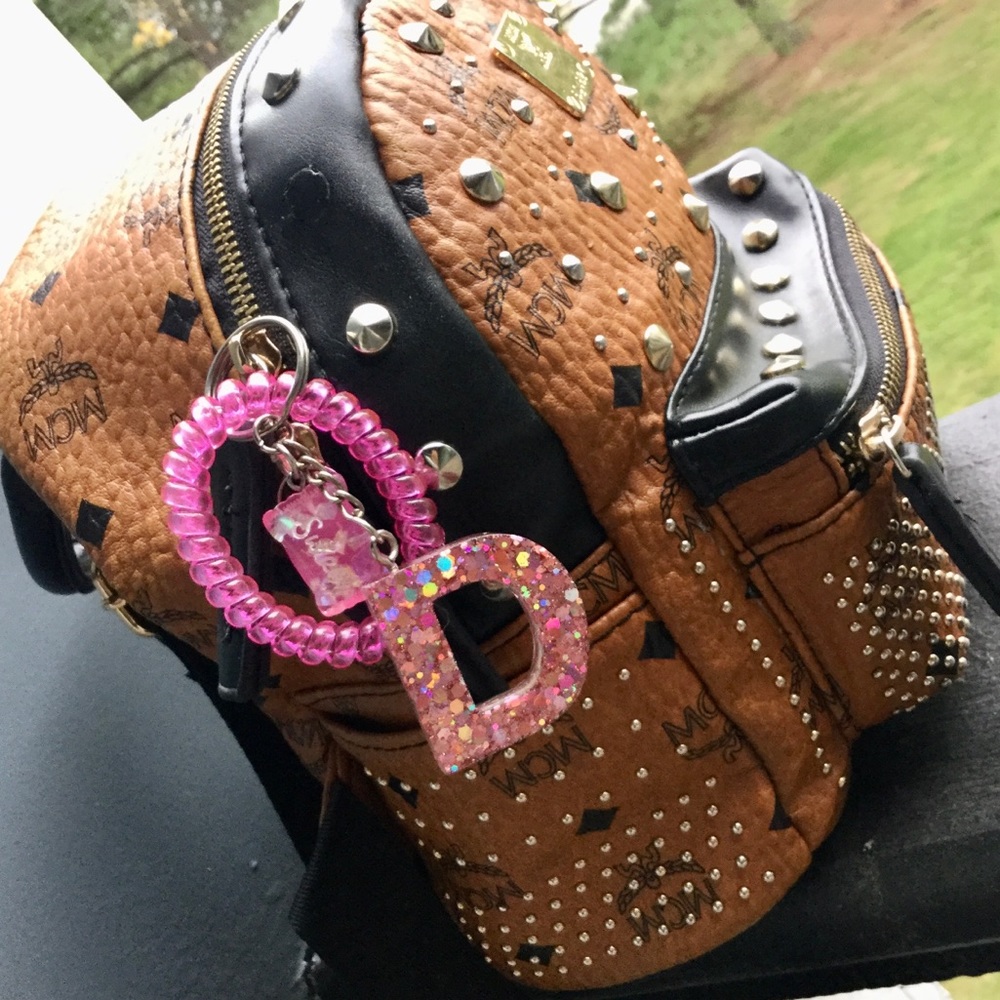 Custom Spiral wristlets initial keychains